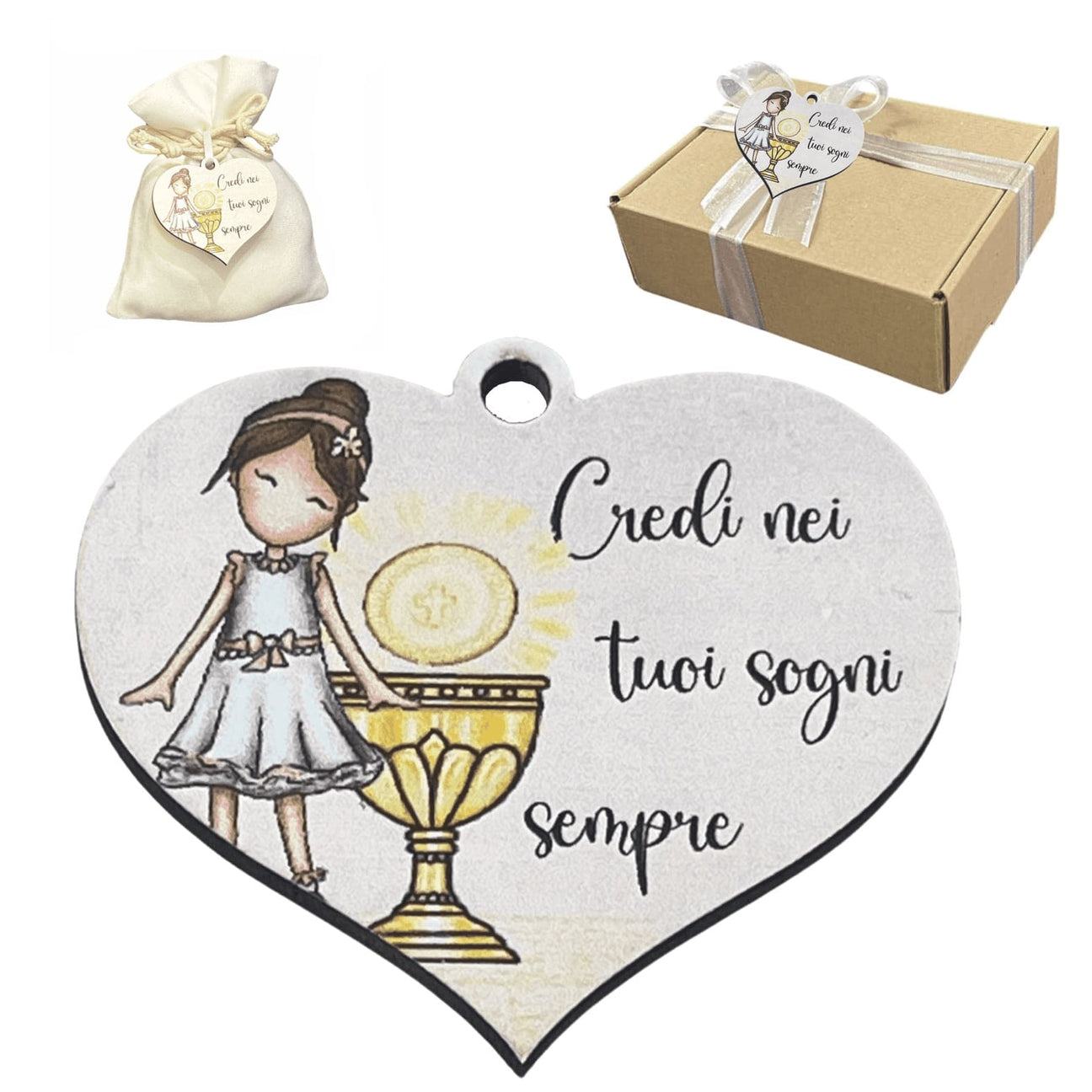 TAG ACCESSORIO CHIUDI PACCO PER BOMBONIERA COMUNIONE BAMBINA