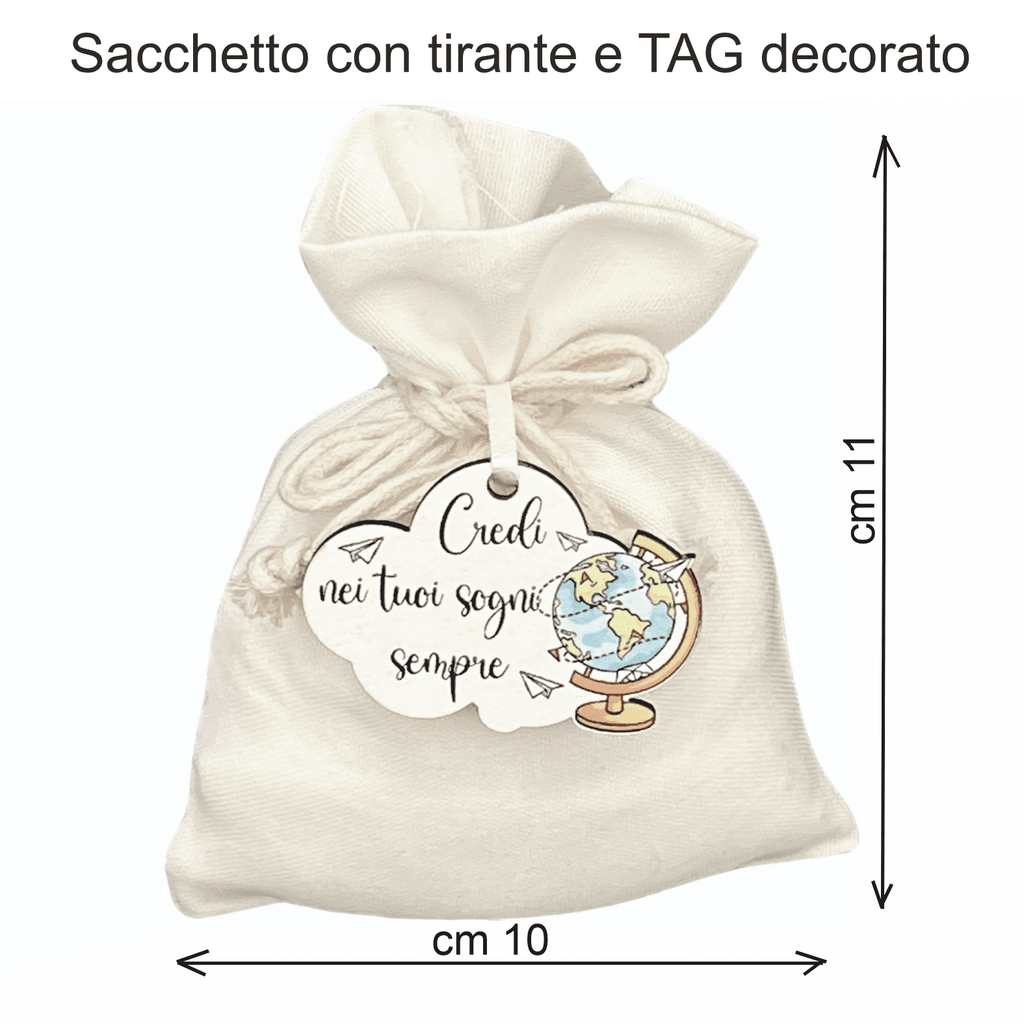 bomboniera sacchetto viaggio mappamondo